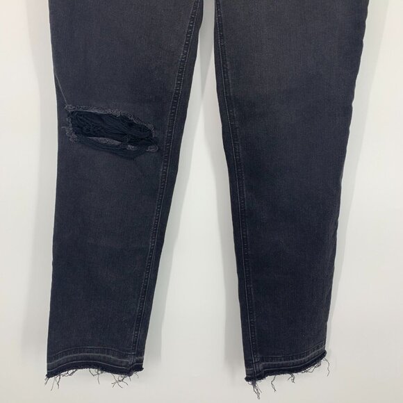 Paige Denim Jeans Cindy High Rise Straight Distressed Black Denim - Picture 6 of 12
